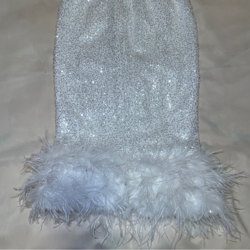 NEW! Nadine Merabi- White Katie Dress Midi Strapless Sequin Size Small NO BELT - Picture 9 of 10